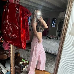 Playboy pink wide leg rhinestone bunny wide leg jeans 27